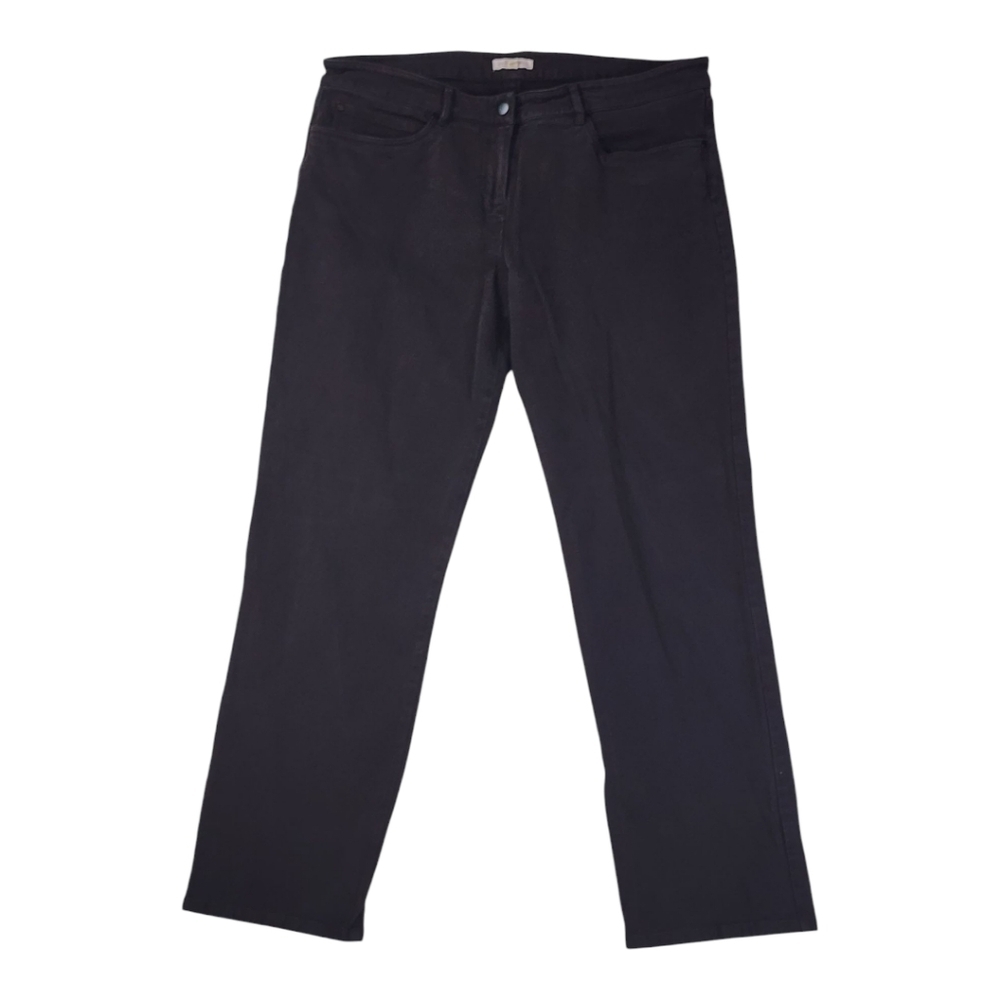 Eileen Fisher Black Velveteen Straight Leg Pants Italian Fabric Size Large